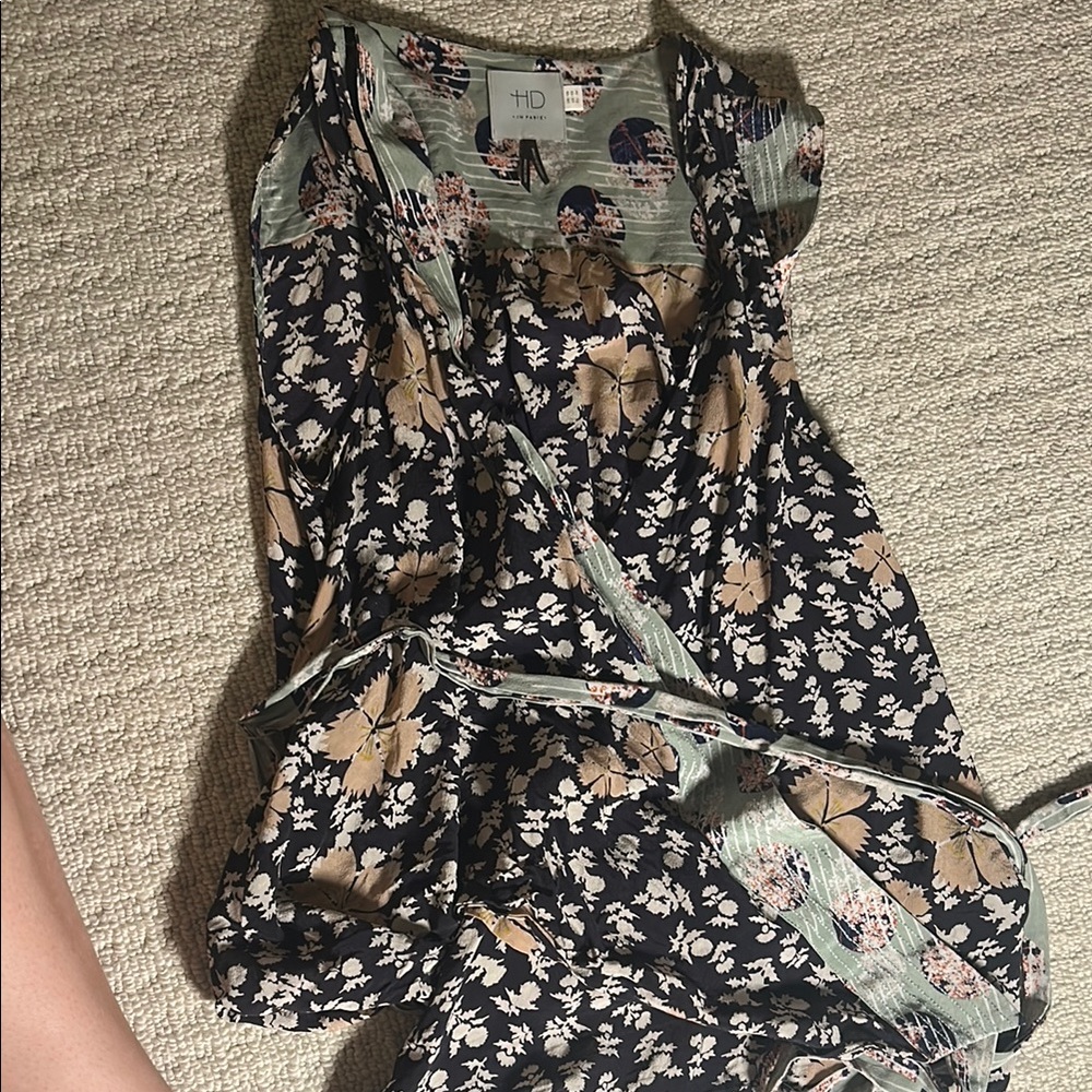 Floral Wrap Dress with Green Accents